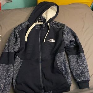 The North Face Heather Gray/Black Sherpa Fleece Lined Hoodie